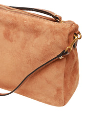 BORSA GIANNI CHIARINI NORA POUCH CARAMEL IN PELLE SCAMOSCIATA CON CINTURINO E TRACOLLA REMOVIBILI