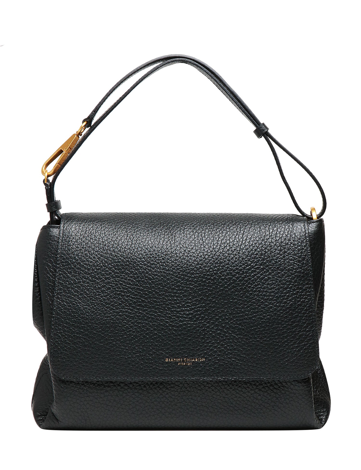 BORSA GIANNI CHIARINI CECILE NERA IN PELLE GRANA MAXI CON MANICO E CHIUSURA MAGNETICA
