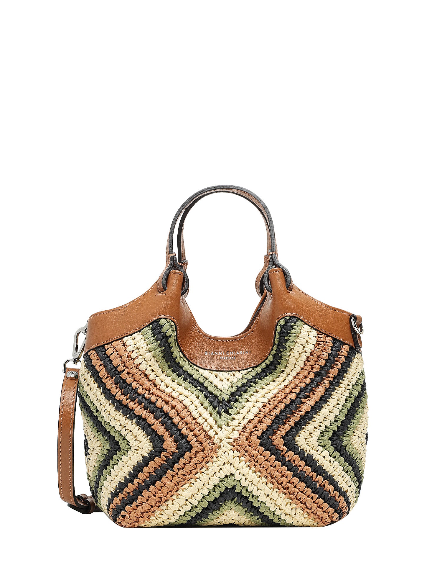 BORSA GIANNI CHIARINI DUA WILLOW IN PAGLIA INTERCCIATA CON PROFILI IN PELLE