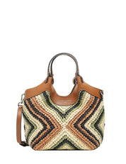 BORSA GIANNI CHIARINI DUA WILLOW IN PAGLIA INTERCCIATA CON PROFILI IN PELLE