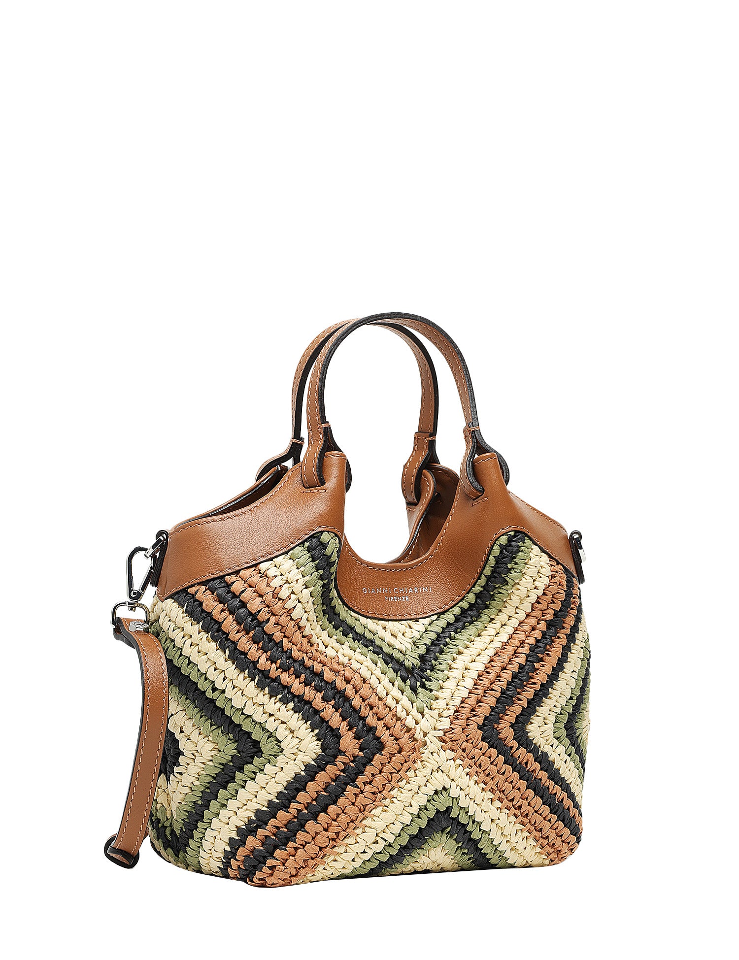 BORSA GIANNI CHIARINI DUA WILLOW IN PAGLIA INTERCCIATA CON PROFILI IN PELLE