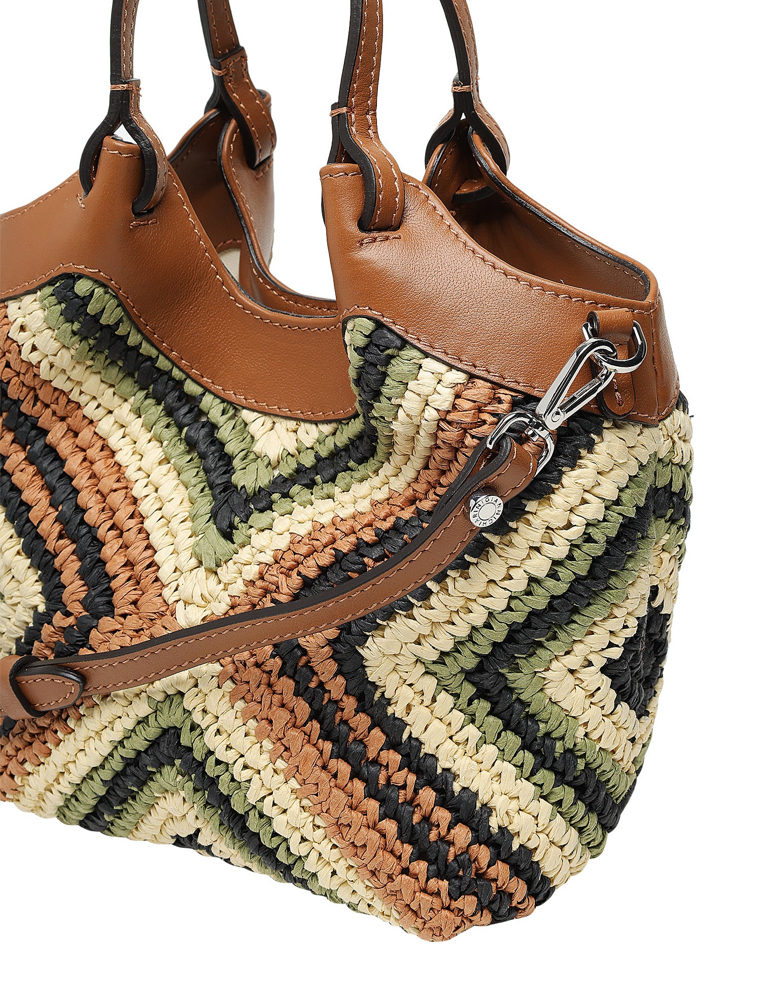 BORSA GIANNI CHIARINI DUA WILLOW IN PAGLIA INTERCCIATA CON PROFILI IN PELLE