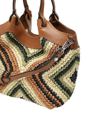 BORSA GIANNI CHIARINI DUA WILLOW IN PAGLIA INTERCCIATA CON PROFILI IN PELLE