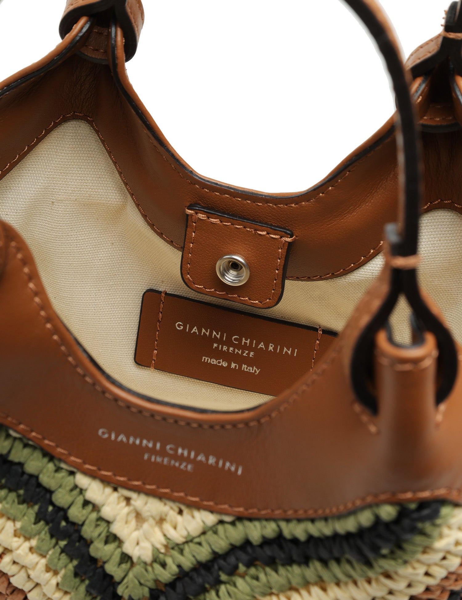 BORSA GIANNI CHIARINI DUA WILLOW IN PAGLIA INTERCCIATA CON PROFILI IN PELLE