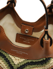 BORSA GIANNI CHIARINI DUA WILLOW IN PAGLIA INTERCCIATA CON PROFILI IN PELLE