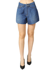 SHORTS DONNA GOD SAVE DENIM ARES LAVAGGIO MEDIO CON PINCES E ORLO TAGLIO VIVO