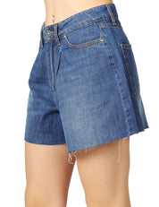SHORTS DONNA GOD SAVE DENIM ARES LAVAGGIO MEDIO CON PINCES E ORLO TAGLIO VIVO