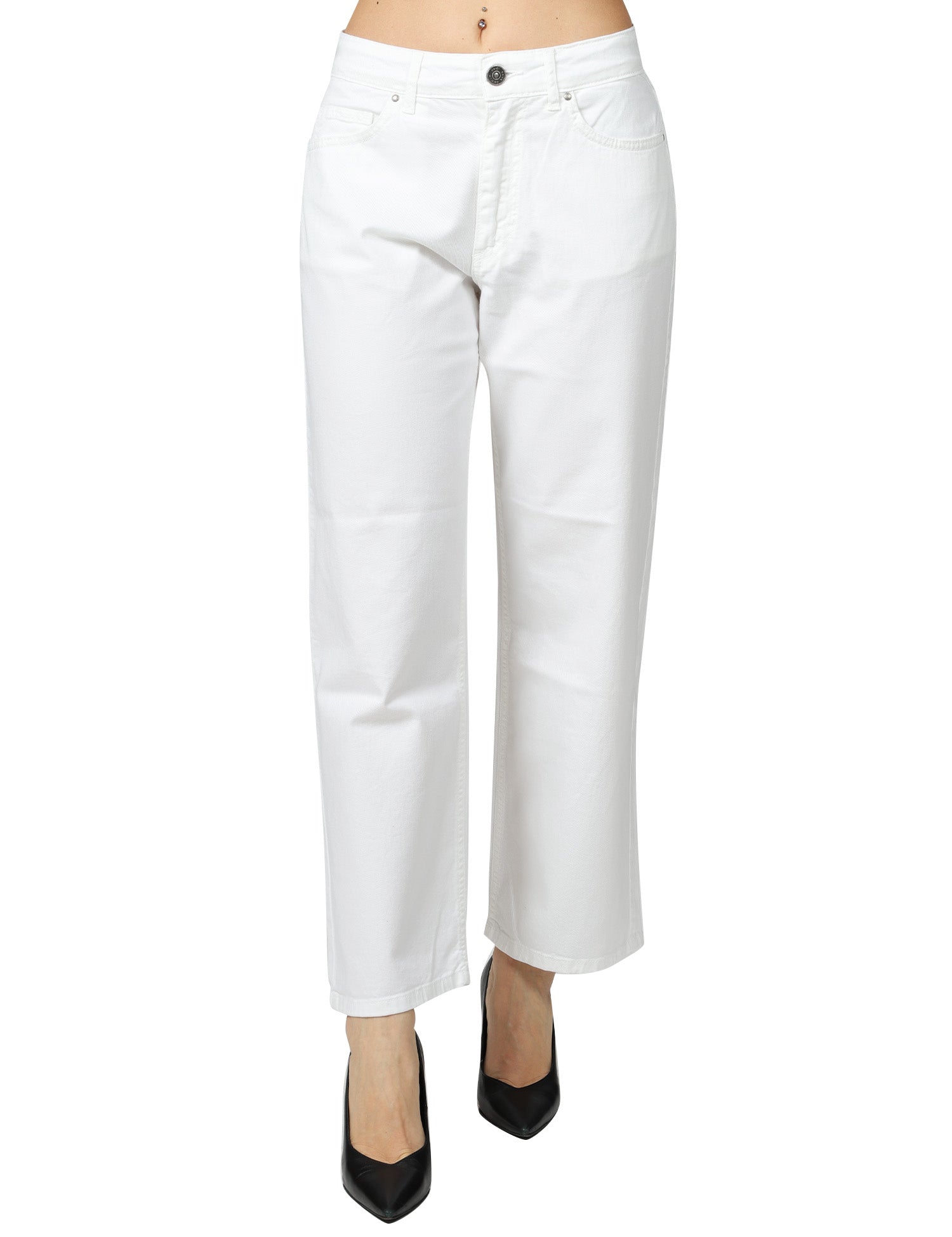 JEANS DONNA GOD SAVE DENIM DIANA BIANCO IN BULL DI COTONE BOY FIT