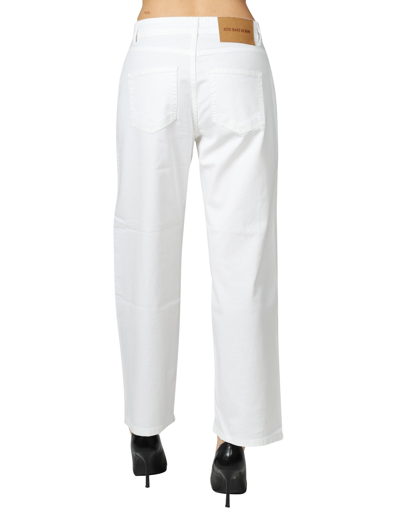 JEANS DONNA GOD SAVE DENIM DIANA BIANCO IN BULL DI COTONE BOY FIT