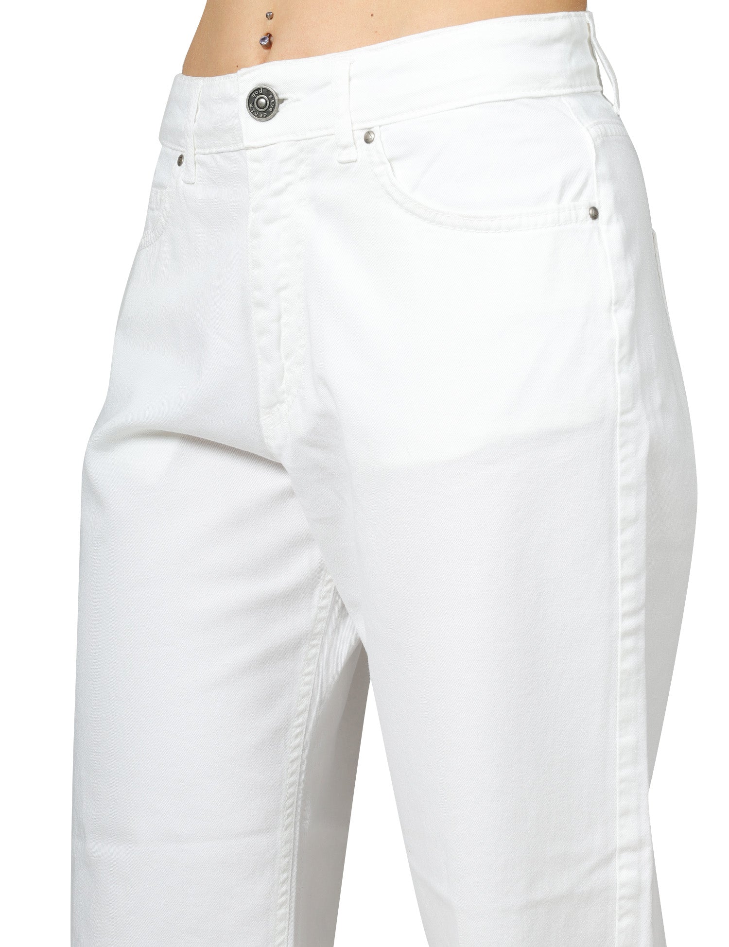 JEANS DONNA GOD SAVE DENIM DIANA BIANCO IN BULL DI COTONE BOY FIT