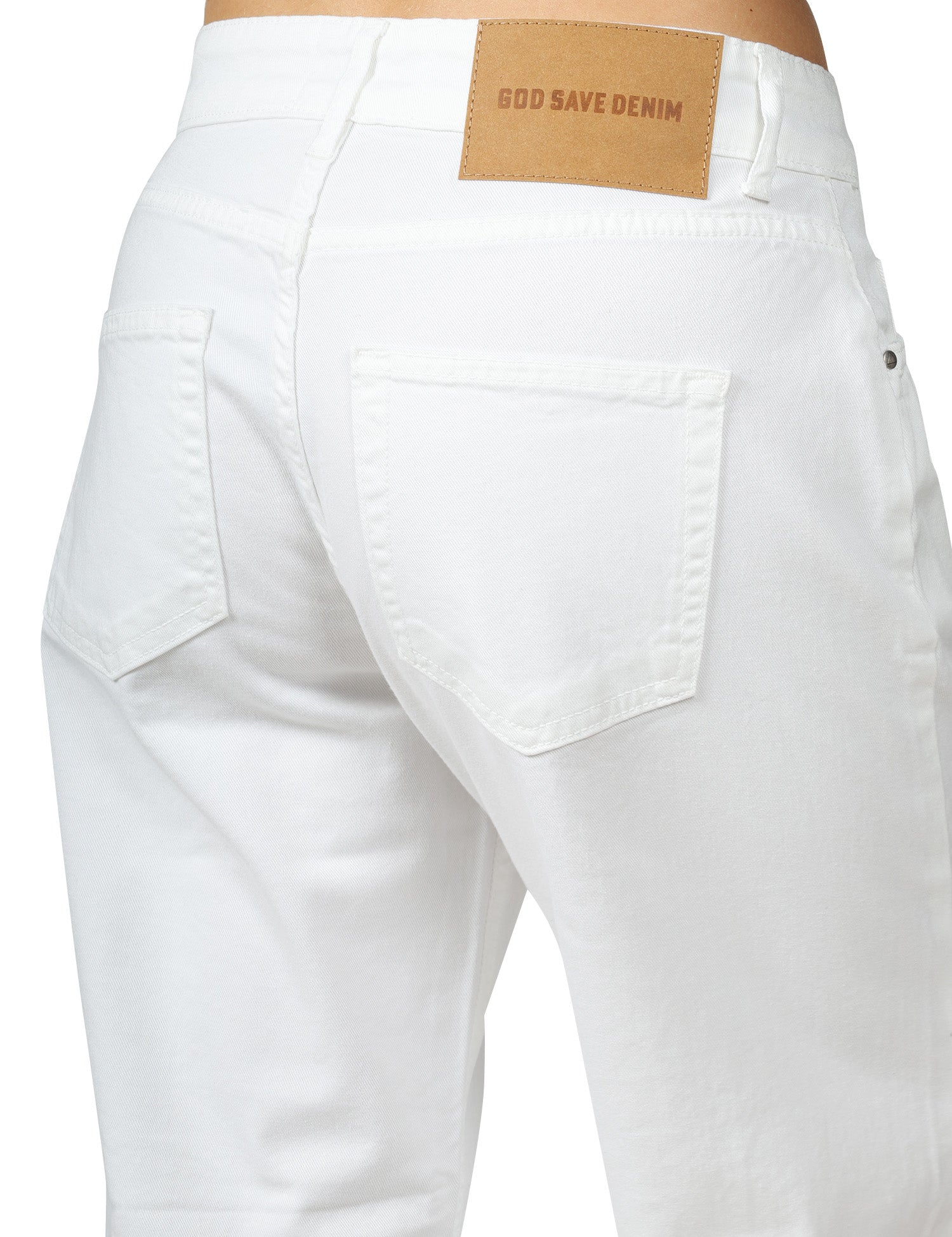 JEANS DONNA GOD SAVE DENIM DIANA BIANCO IN BULL DI COTONE BOY FIT
