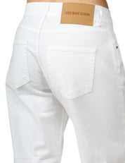 JEANS DONNA GOD SAVE DENIM DIANA BIANCO IN BULL DI COTONE BOY FIT