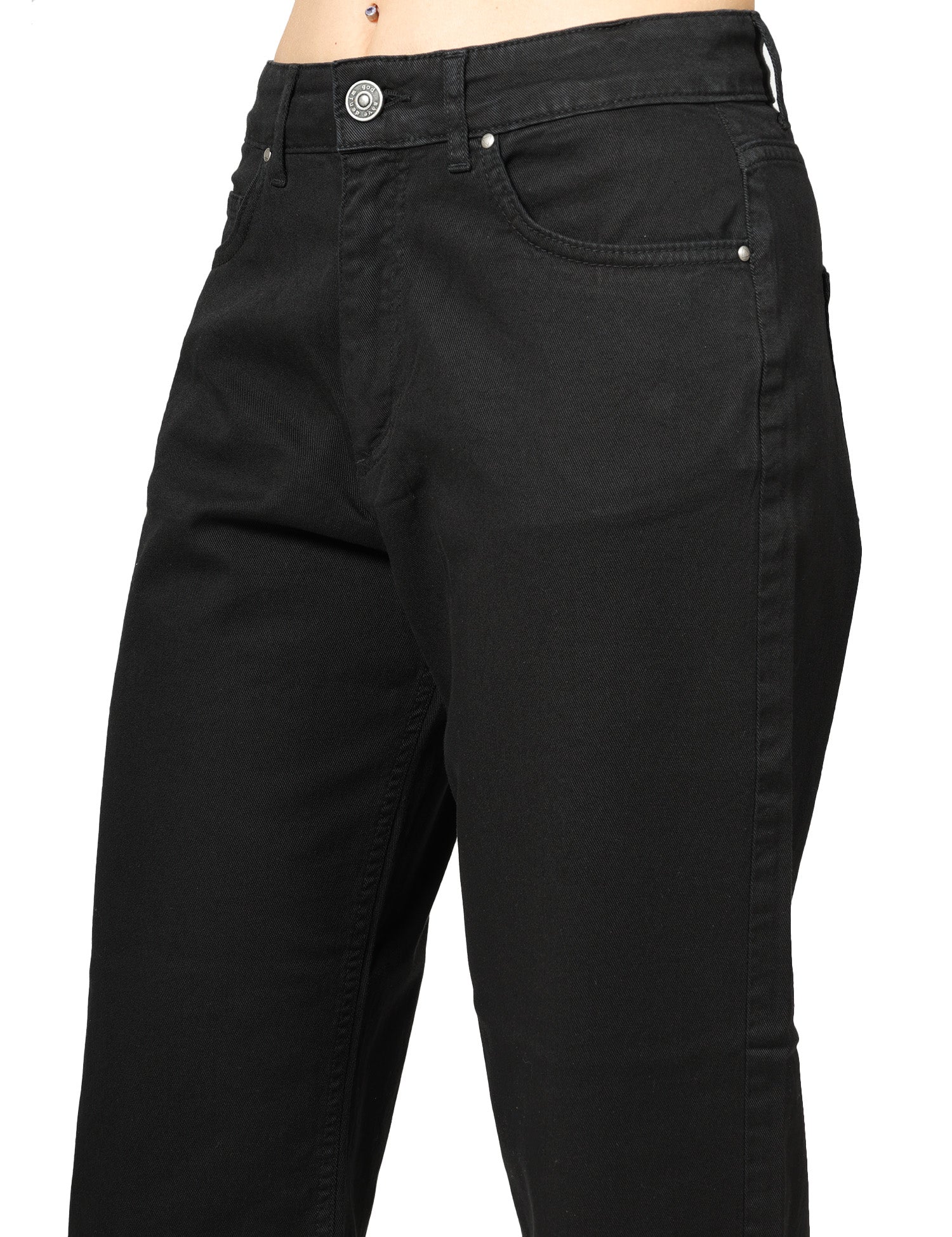 JEANS DONNA GOD SAVE DENIM DIANA NERO IN BULL DI COTONE BOY FIT
