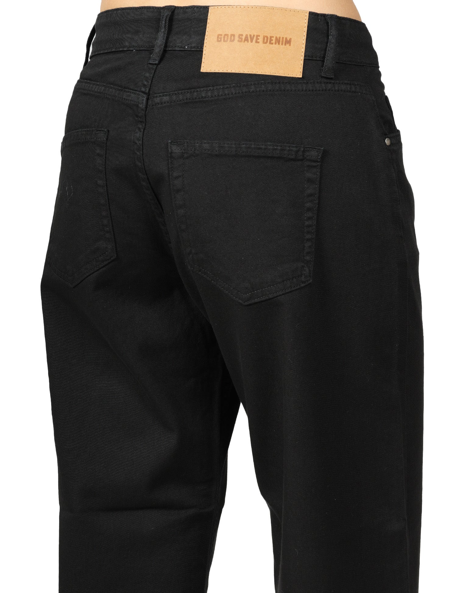 JEANS DONNA GOD SAVE DENIM DIANA NERO IN BULL DI COTONE BOY FIT