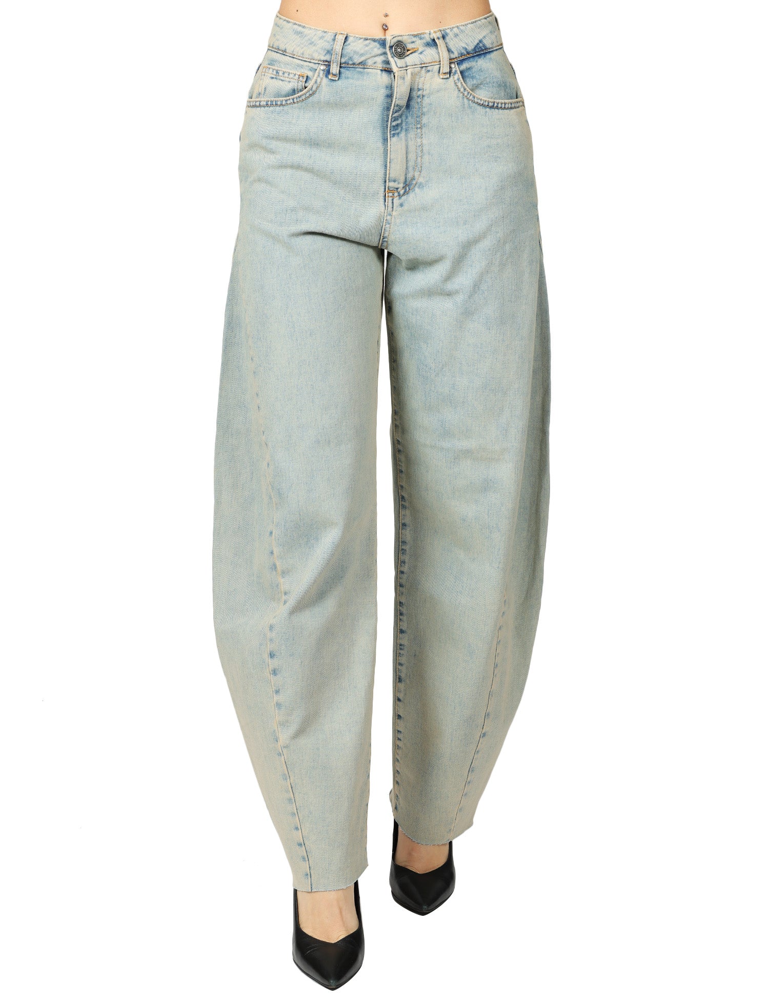 JEANS DONNA GOD SAVE DENIM NEMESI LAVAGGIO CHIARO ECRù BALLON FIT CON SPICCHI LATERALI