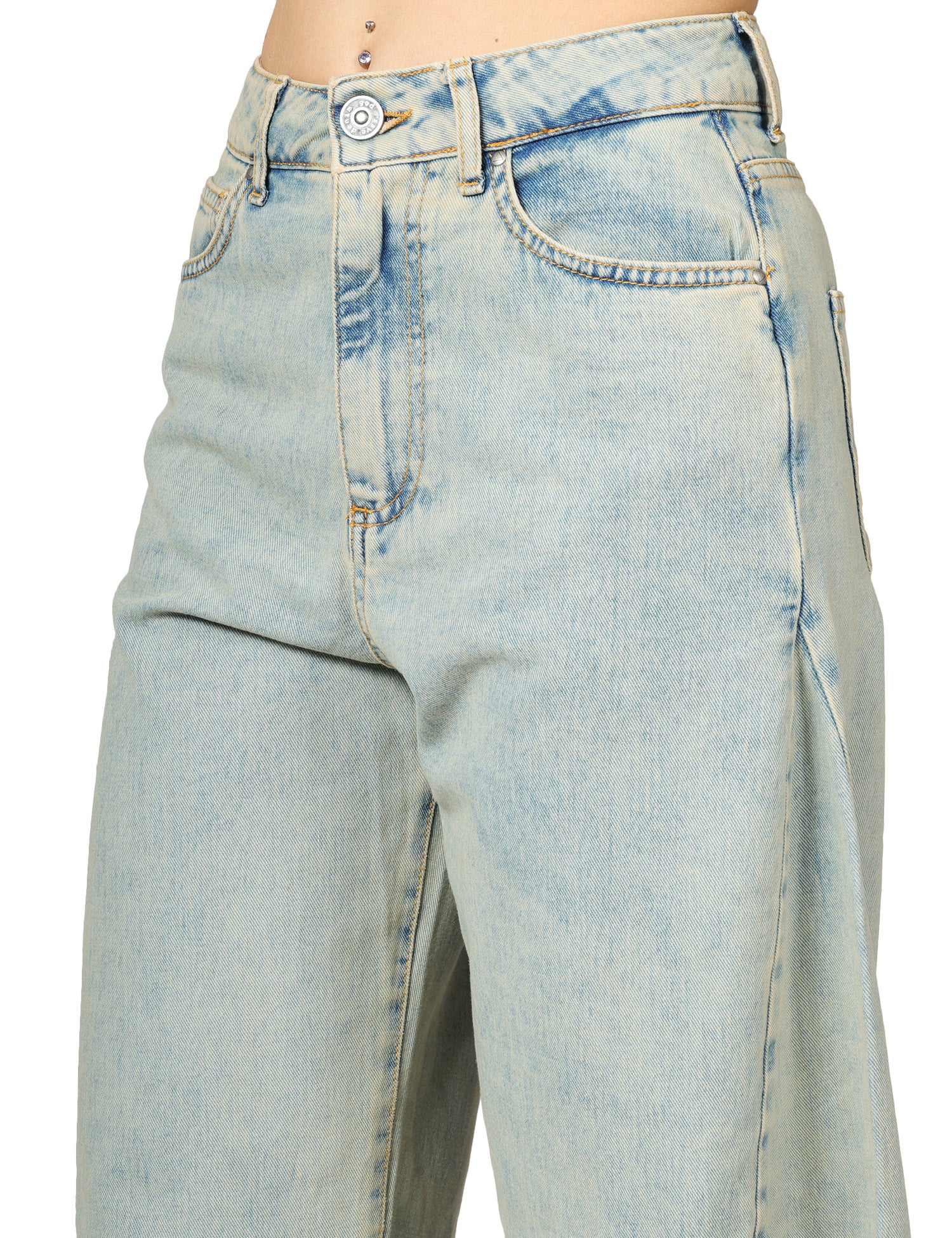 JEANS DONNA GOD SAVE DENIM NEMESI LAVAGGIO CHIARO ECRù BALLON FIT CON SPICCHI LATERALI