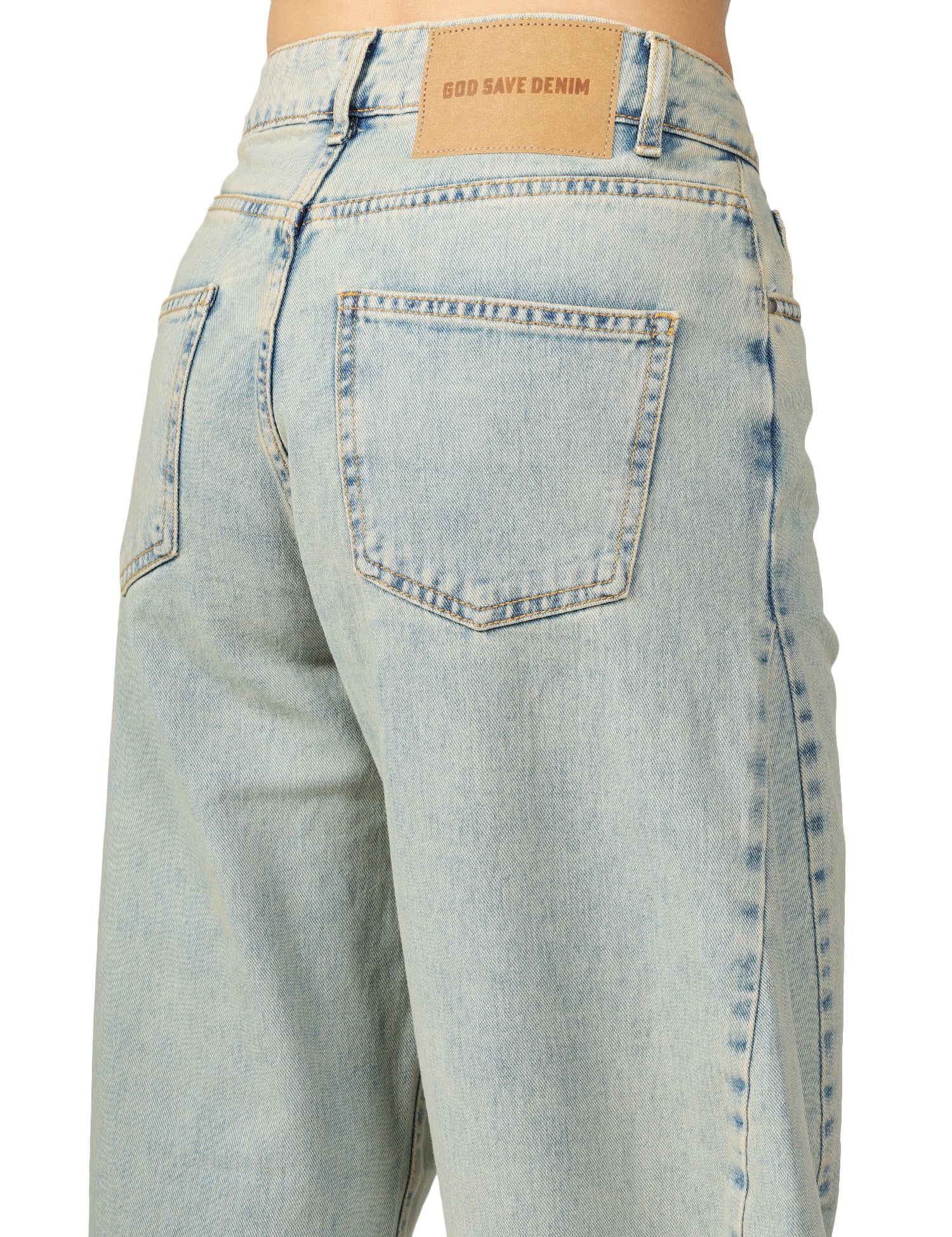 JEANS DONNA GOD SAVE DENIM NEMESI LAVAGGIO CHIARO ECRù BALLON FIT CON SPICCHI LATERALI