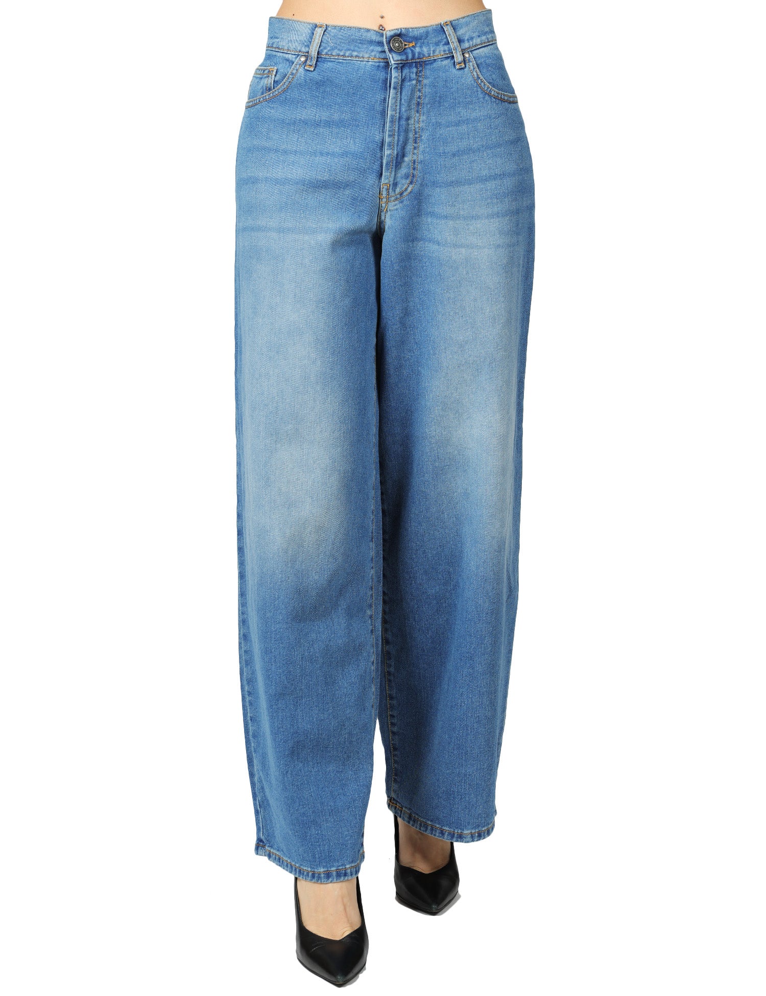 JEANS DONNA GOD SAVE DENIM ZEFIRO LAVAGGIO MEDIO VITA CON GAMBA LARGA