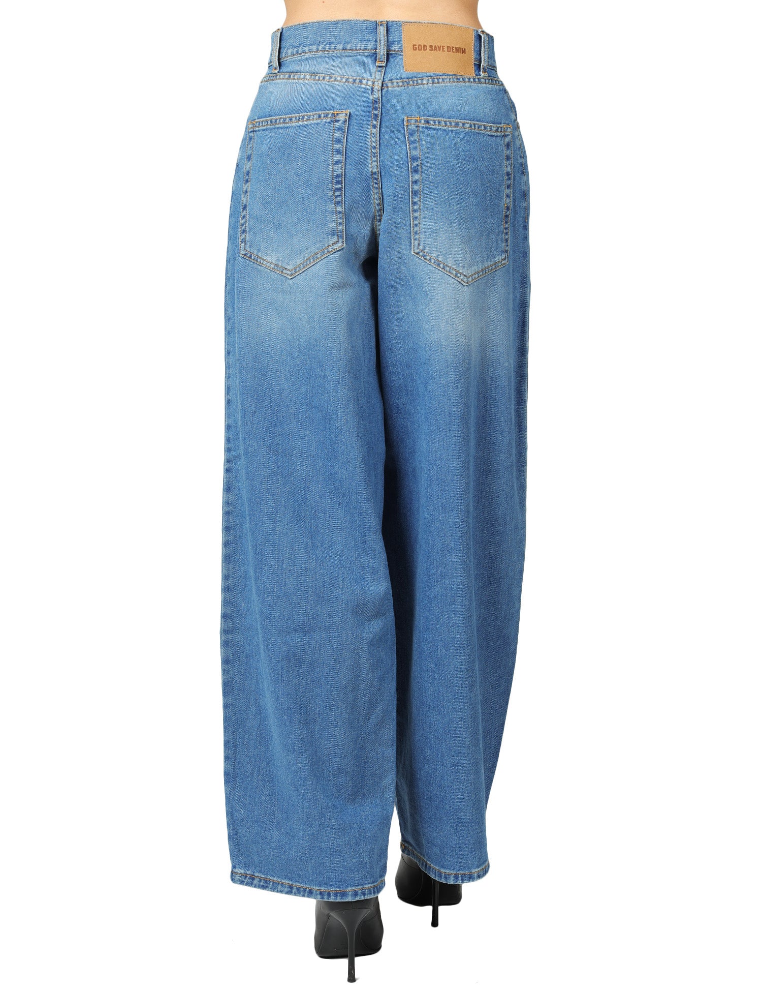 JEANS DONNA GOD SAVE DENIM ZEFIRO LAVAGGIO MEDIO VITA CON GAMBA LARGA