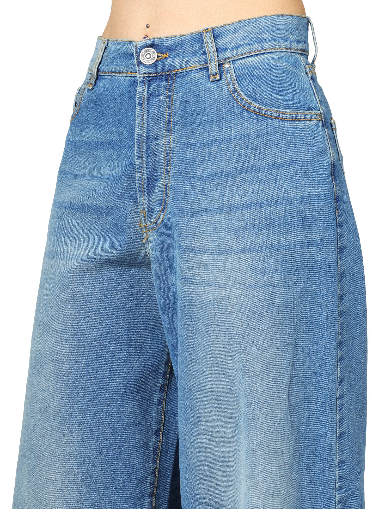 JEANS DONNA GOD SAVE DENIM ZEFIRO LAVAGGIO MEDIO VITA CON GAMBA LARGA