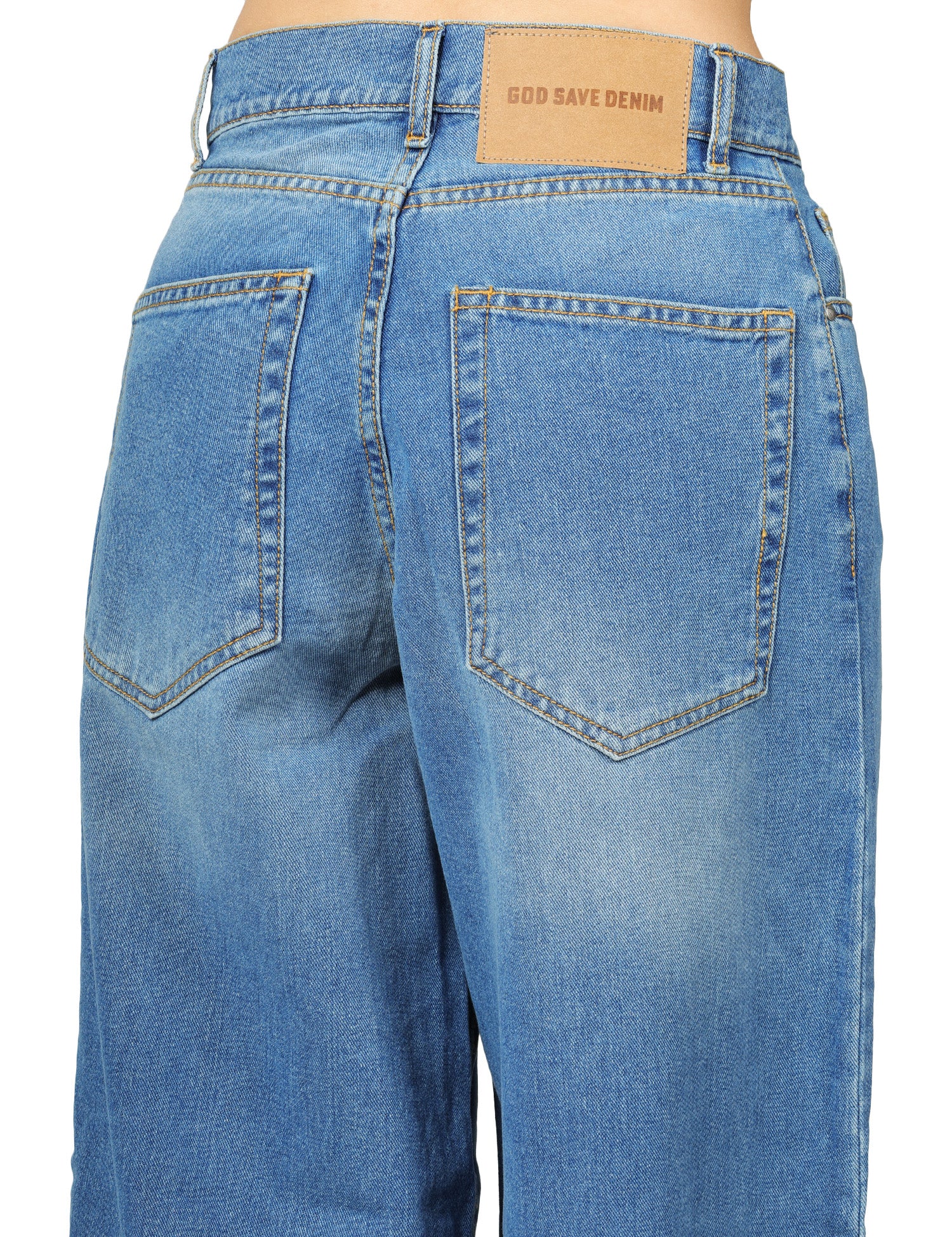 JEANS DONNA GOD SAVE DENIM ZEFIRO LAVAGGIO MEDIO VITA CON GAMBA LARGA