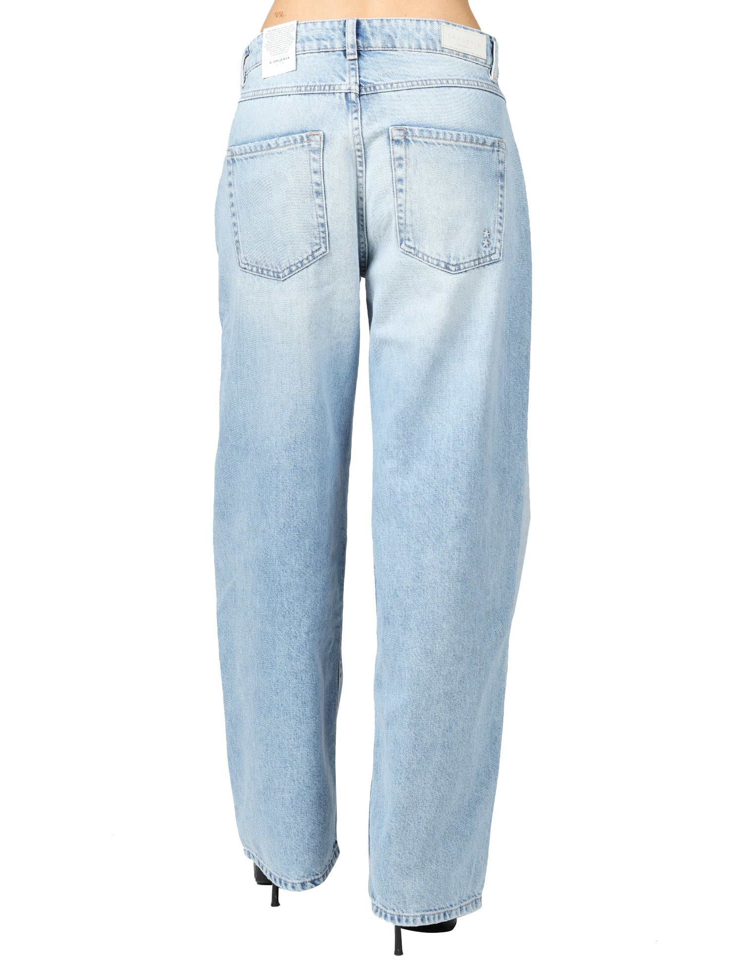JEANS DONNA ICON DENIM BEA DENIM CHIARO A GAMBA LARGA CON ROTTURA SUL GINOCCHIO SINISTRO