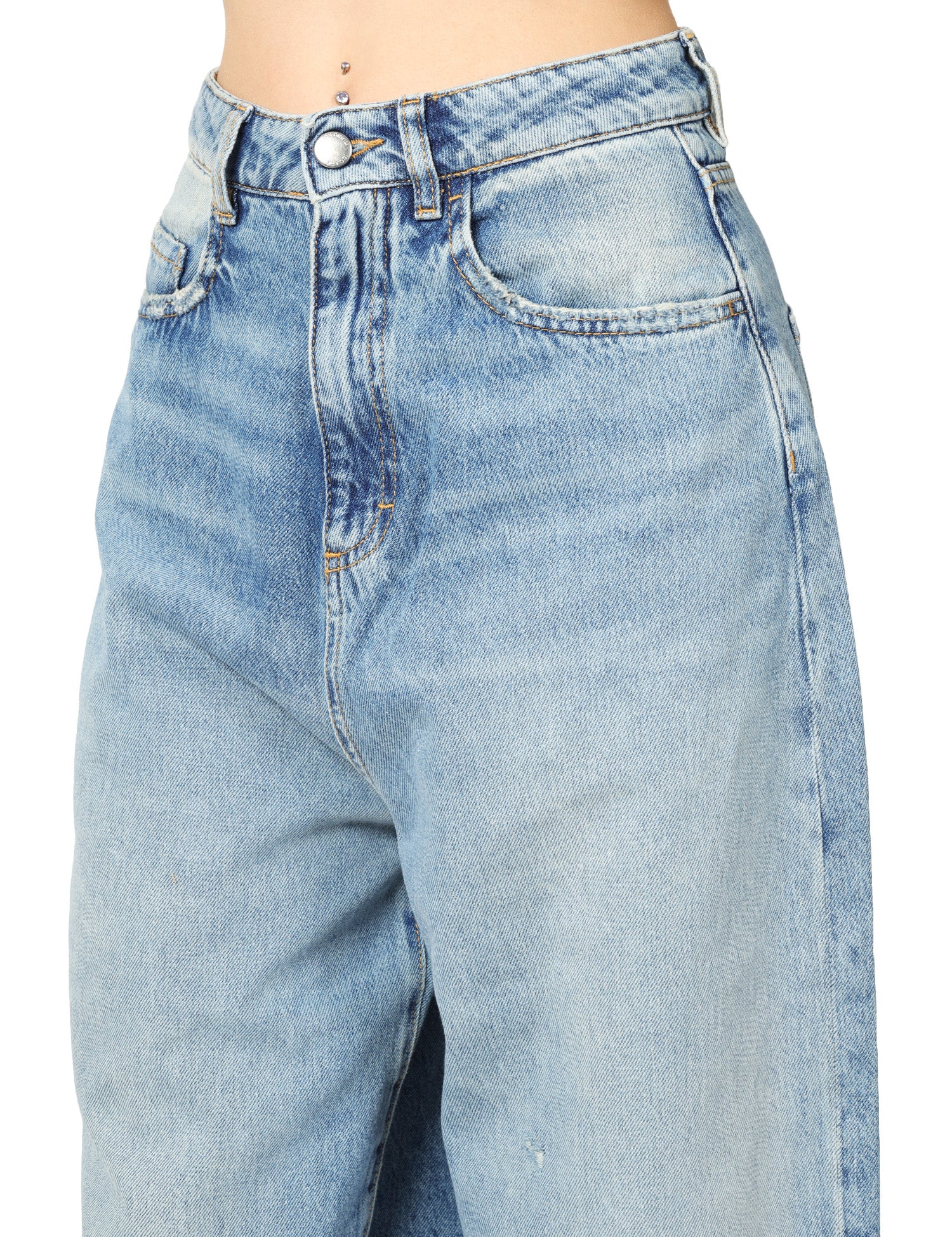JEANS DONNA ICON DENIM COCO SMOKE BLU A VITA ALTA WIDE LEG