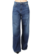 JEANS DONNA ICON DENIM DEBBY LAVAGGIO SCURO A GAMBA LARGA IN COTONE RIGIDO