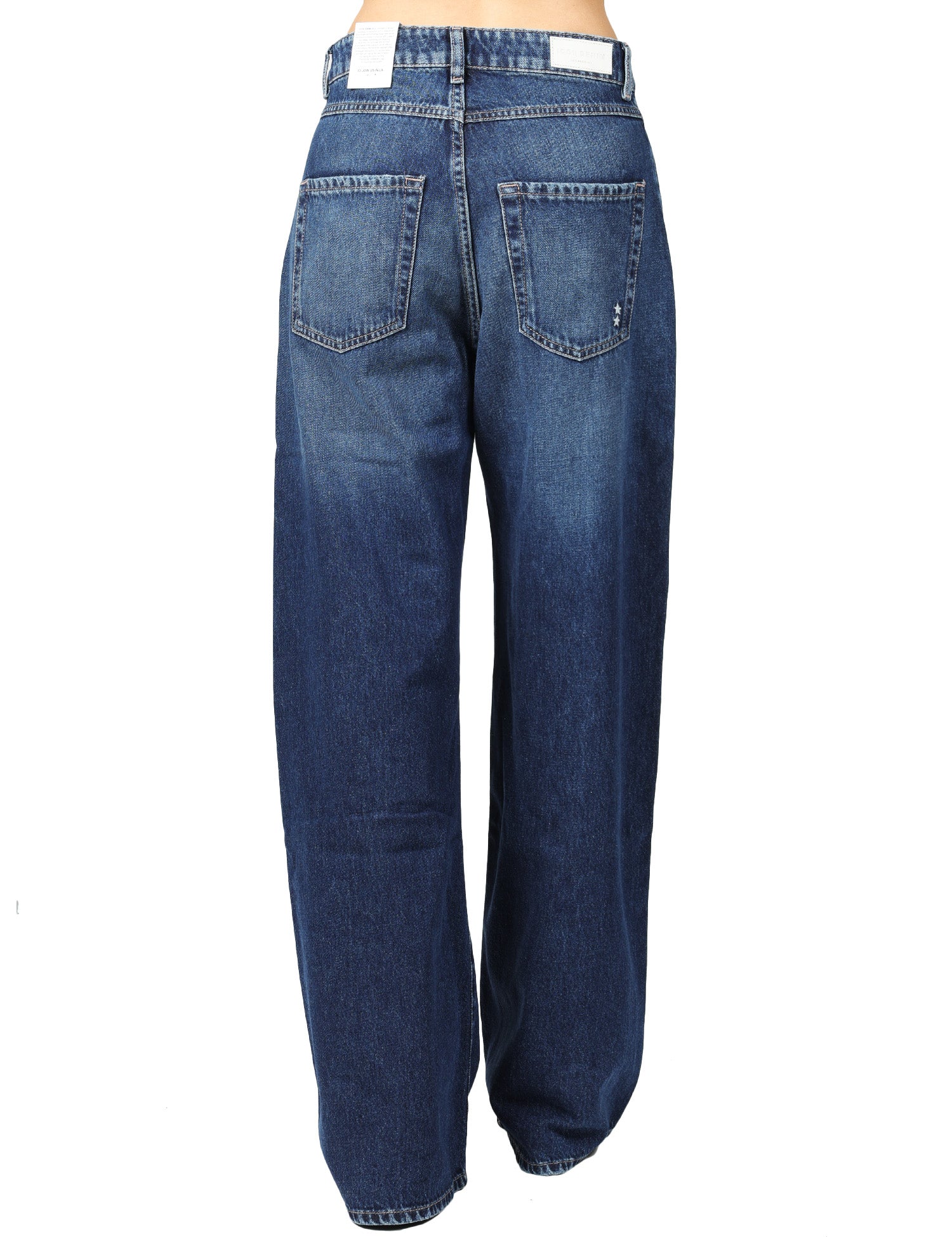 JEANS DONNA ICON DENIM DEBBY LAVAGGIO SCURO A GAMBA LARGA IN COTONE RIGIDO