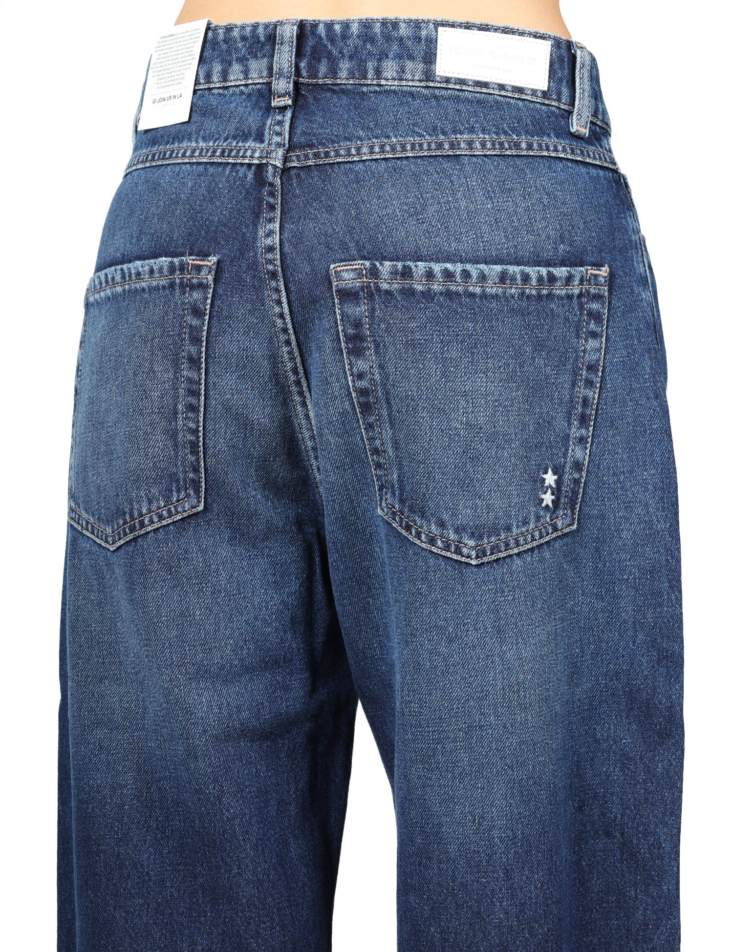JEANS DONNA ICON DENIM DEBBY LAVAGGIO SCURO A GAMBA LARGA IN COTONE RIGIDO