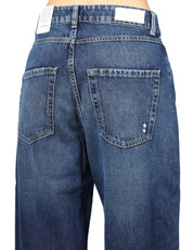 JEANS DONNA ICON DENIM DEBBY LAVAGGIO SCURO A GAMBA LARGA IN COTONE RIGIDO