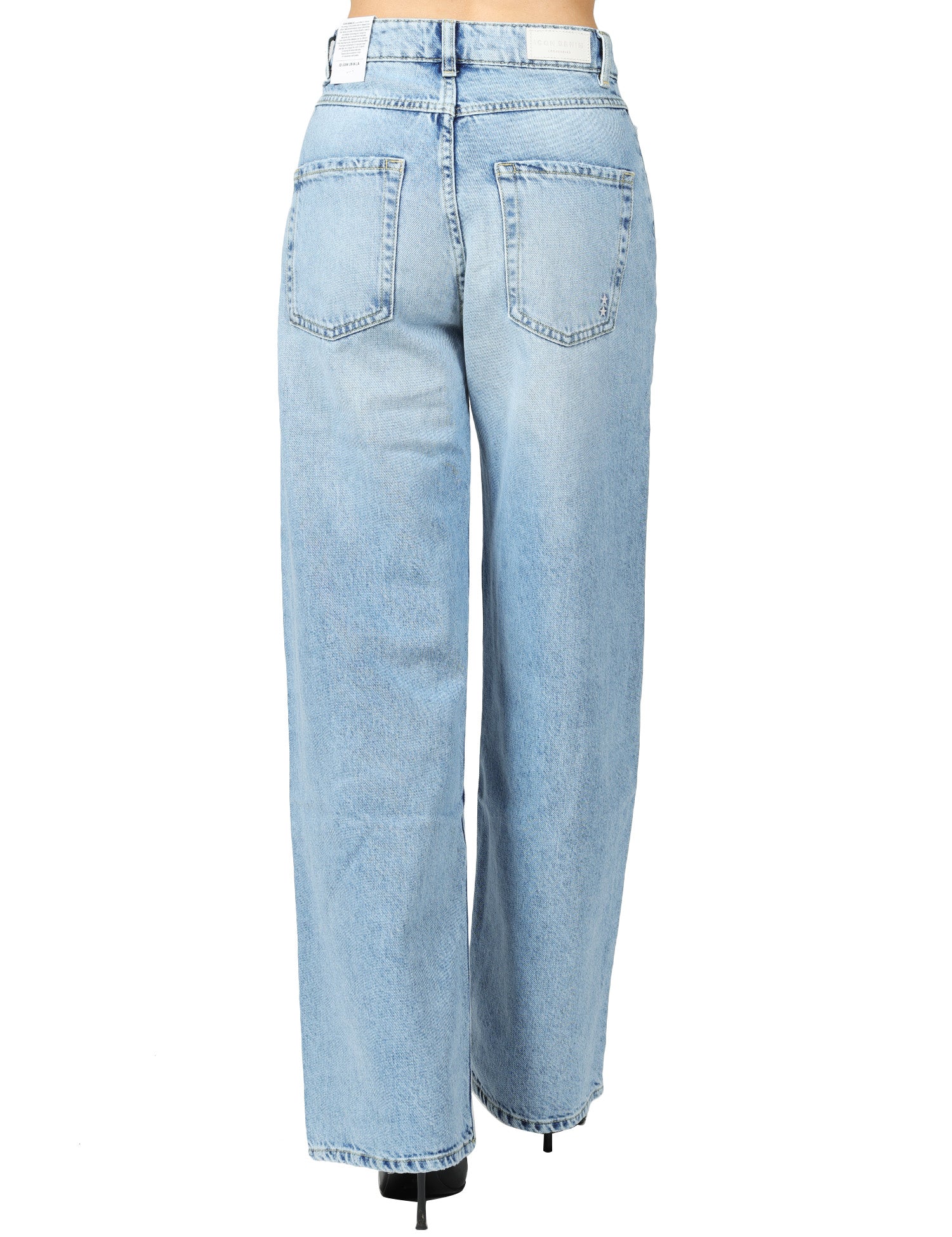 JEANS DONNA ICON DENIM POPPY LAVAGGIO CHIARO WIDE LEG A VITA ALTA
