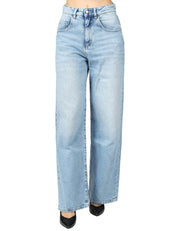 JEANS DONNA ICON DENIM POPPY LAVAGGIO CHIARO WIDE LEG A VITA ALTA