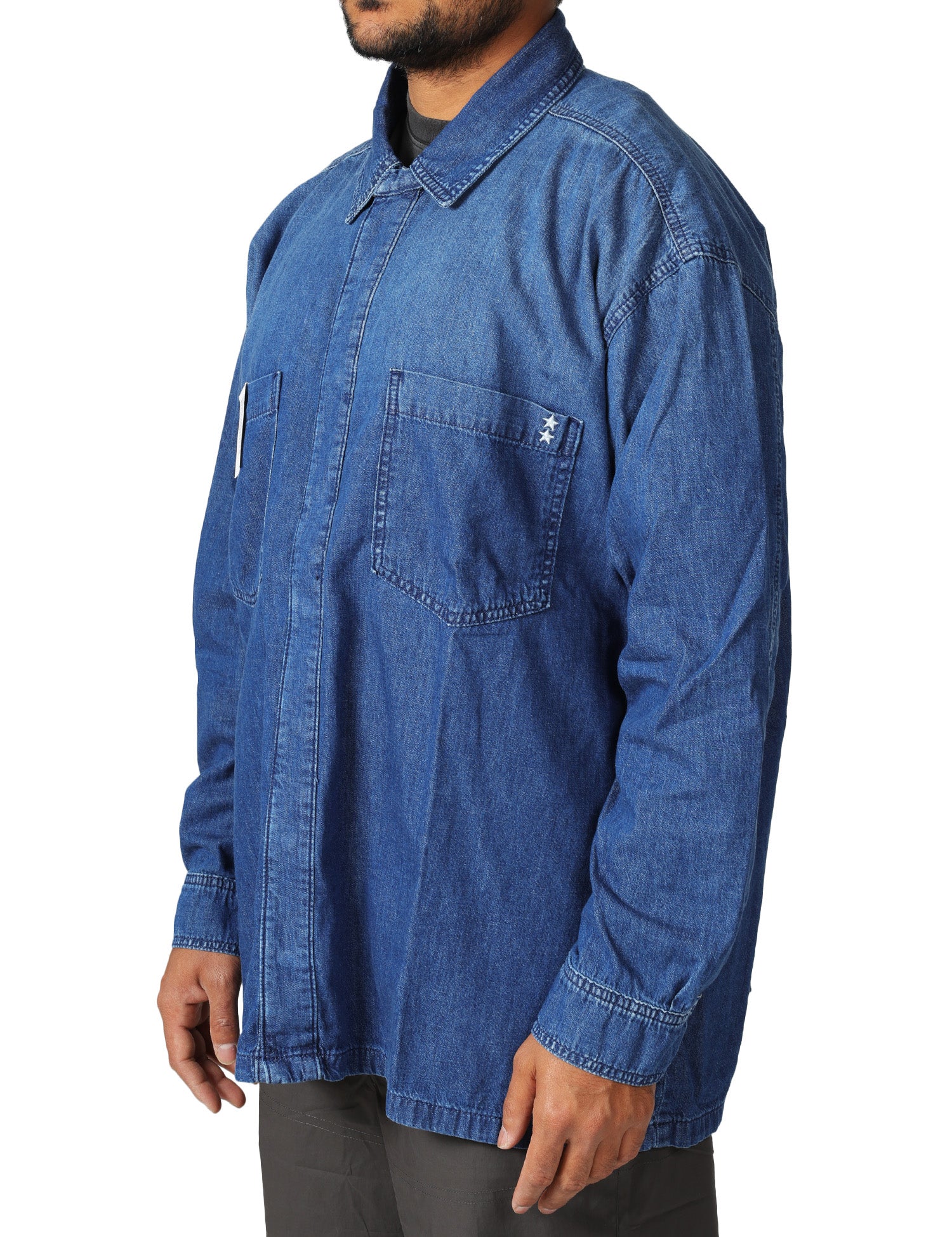 CAMICIA UOMO ICON DENIM SETH BLU DENIM CON TASCHE APPLICATE SUL PETTO