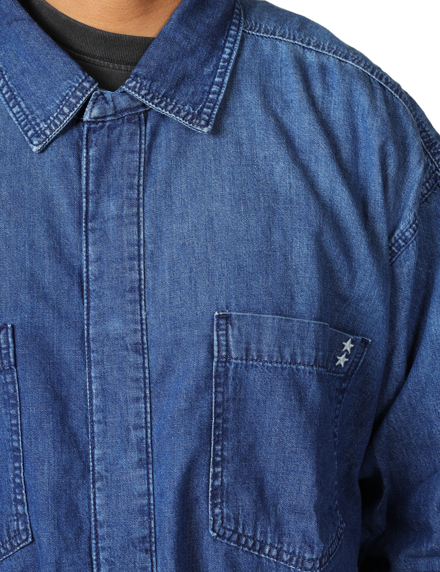 CAMICIA UOMO ICON DENIM SETH BLU DENIM CON TASCHE APPLICATE SUL PETTO