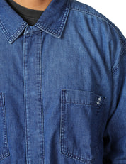 CAMICIA UOMO ICON DENIM SETH BLU DENIM CON TASCHE APPLICATE SUL PETTO