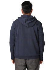 FELPA UOMO K-WAY PROSPER BLU SCURO IN FELPA LEGGERA CON ZIP E CAPPUCCIO