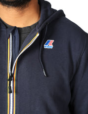 FELPA UOMO K-WAY PROSPER BLU SCURO IN FELPA LEGGERA CON ZIP E CAPPUCCIO