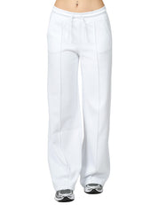 PANTALONE DONNA K-WAY LOYRE BIANCO WIDE LEG IN TESSUTO INTERLOCK CON COULISSE
