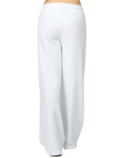 PANTALONE DONNA K-WAY LOYRE BIANCO WIDE LEG IN TESSUTO INTERLOCK CON COULISSE