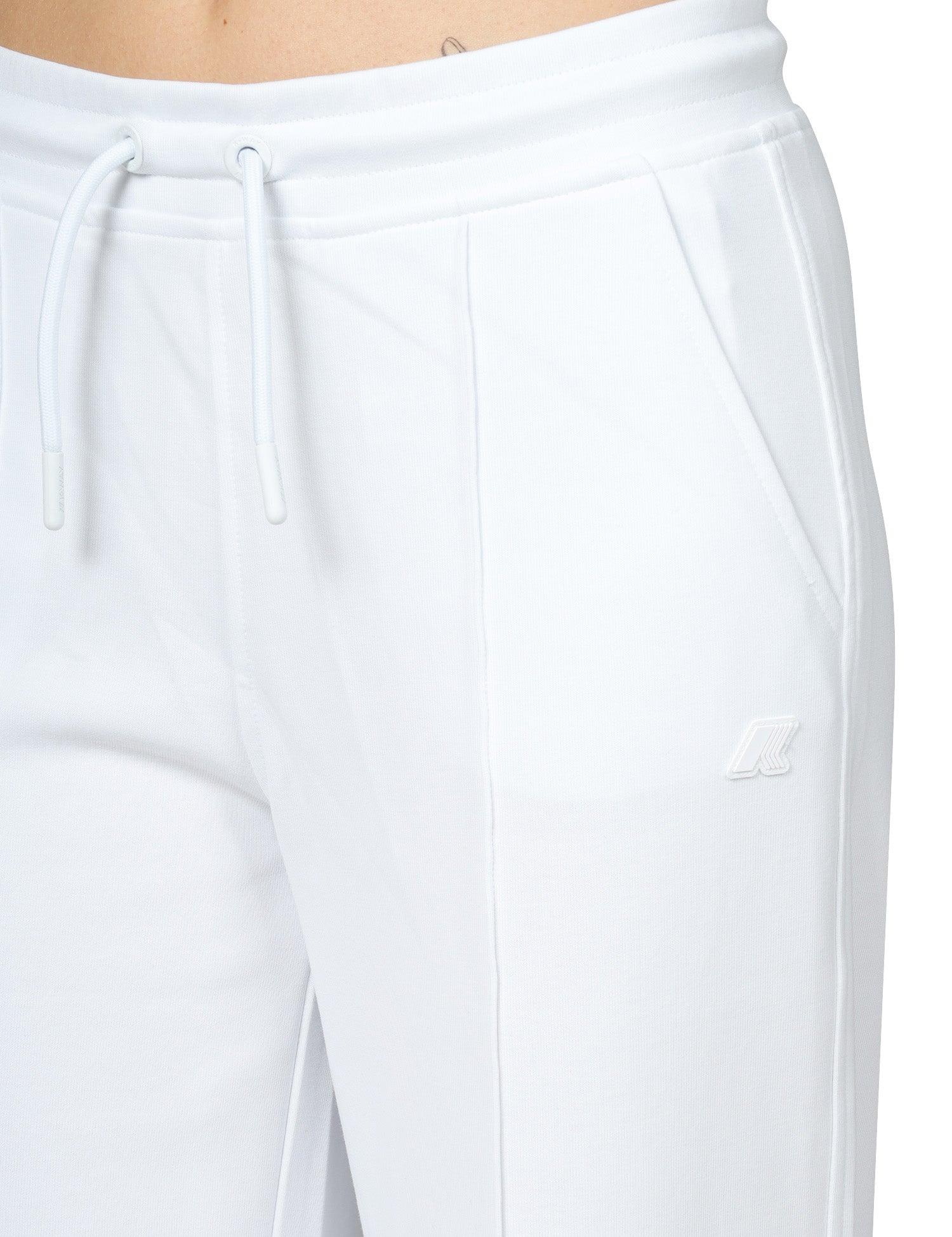 PANTALONE DONNA K-WAY LOYRE BIANCO WIDE LEG IN TESSUTO INTERLOCK CON COULISSE