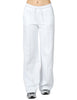 Pantalone donna k-way loyre bianco wide leg in tessuto interlock con coulisse