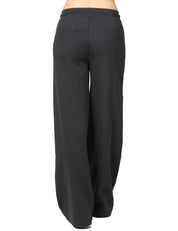 PANTALONE DONNA K-WAY LOYRE NERO WIDE LEG IN TESSUTO INTERLOCK CON COULISSE