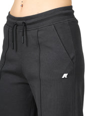 PANTALONE DONNA K-WAY LOYRE NERO WIDE LEG IN TESSUTO INTERLOCK CON COULISSE