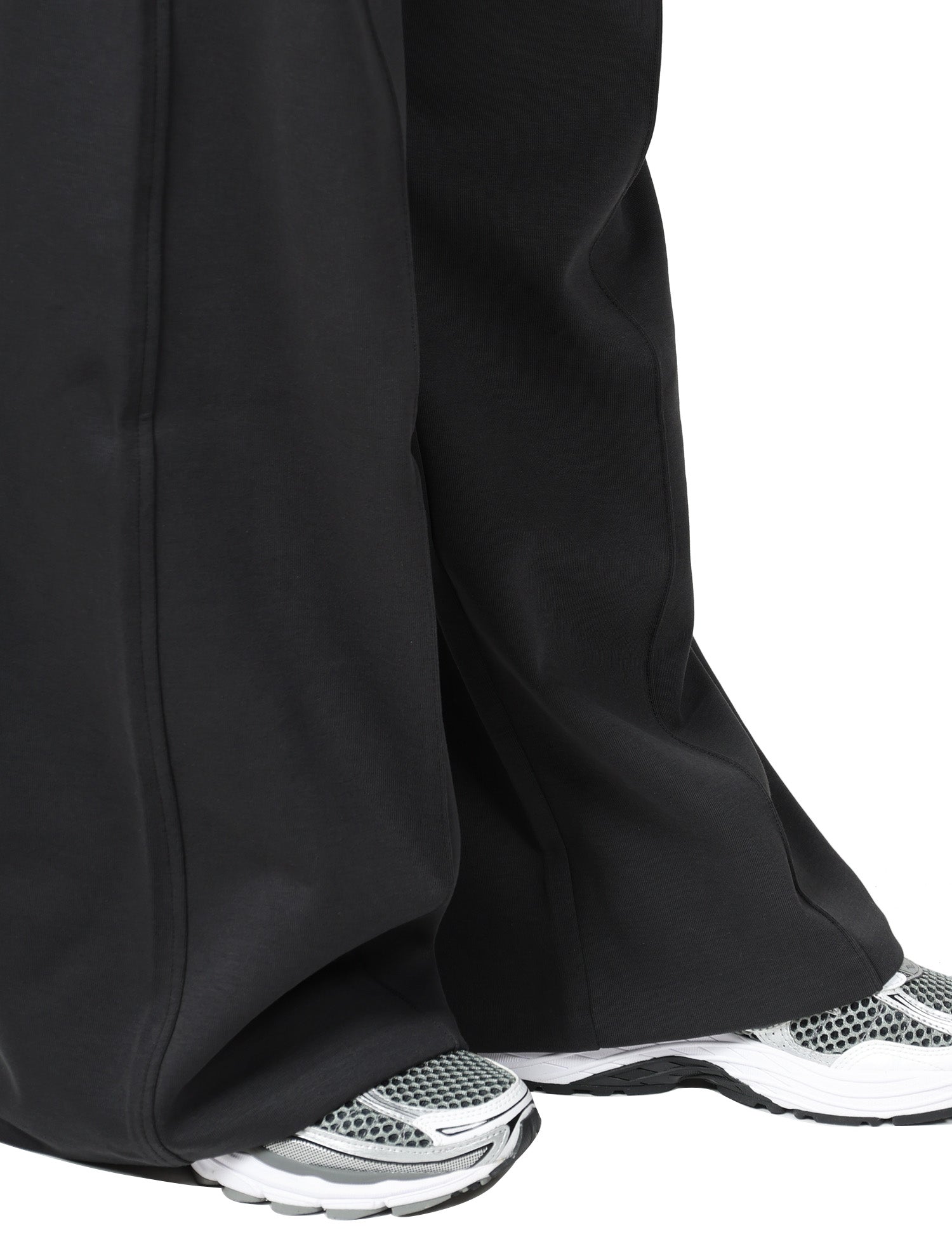 PANTALONE DONNA K-WAY LOYRE NERO WIDE LEG IN TESSUTO INTERLOCK CON COULISSE