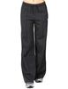 Pantalone donna k-way loyre nero wide leg in tessuto interlock con coulisse