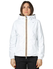 GIUBBINO DONNA K-WAY LIL 2.0 PLUS WHITE/BEIGE DOUBLE FACE CON CAPPUCCIO