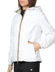 GIUBBINO DONNA K-WAY LIL 2.0 PLUS WHITE/BEIGE DOUBLE FACE CON CAPPUCCIO