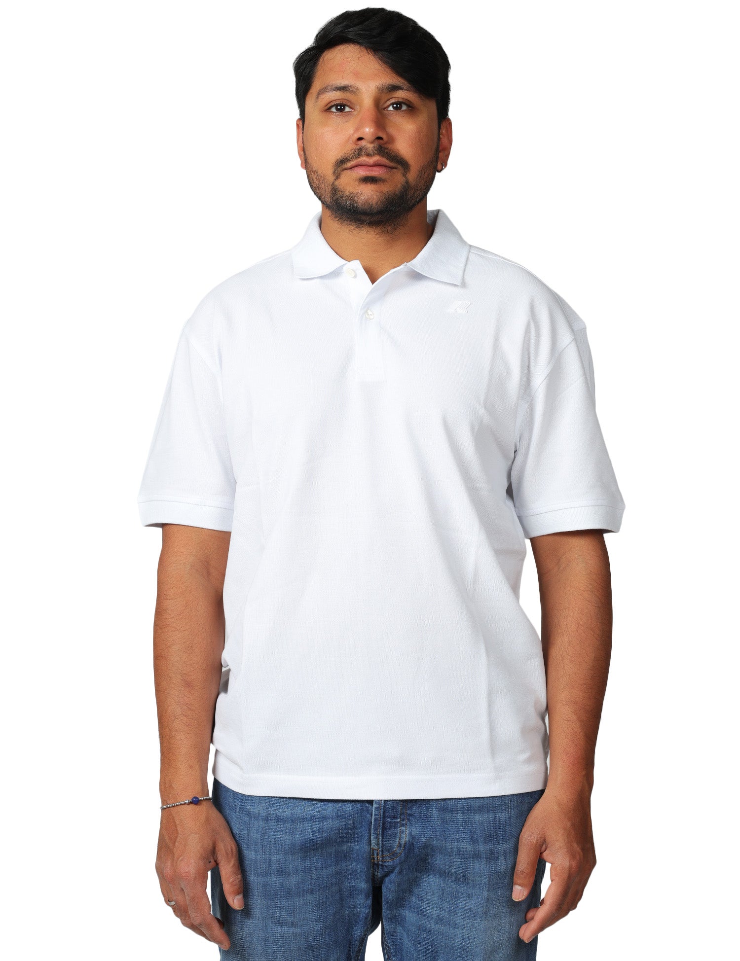 POLO UOMO K-WAY SIMOR BIANCA A MEZZE MANICHE IN PIQUè ELASTICIZZATO