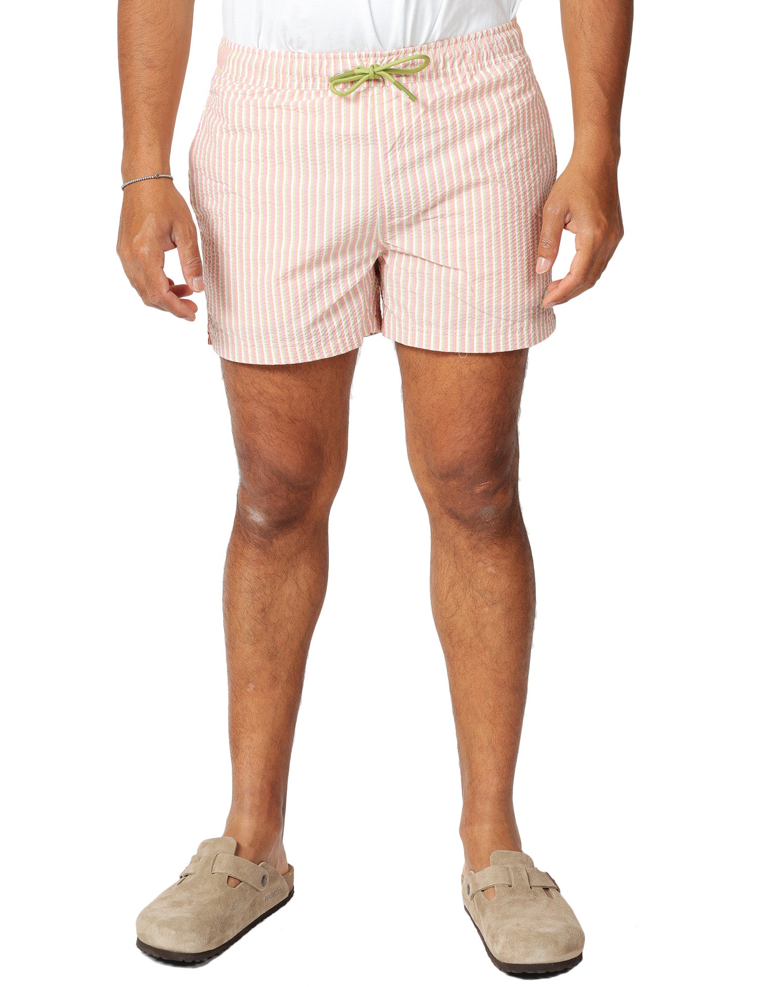 COSTUME MARE UOMO K-WAY HAZEL MULTISTRIPES WHITE/PINK CON TEXTURE INCRESPATA